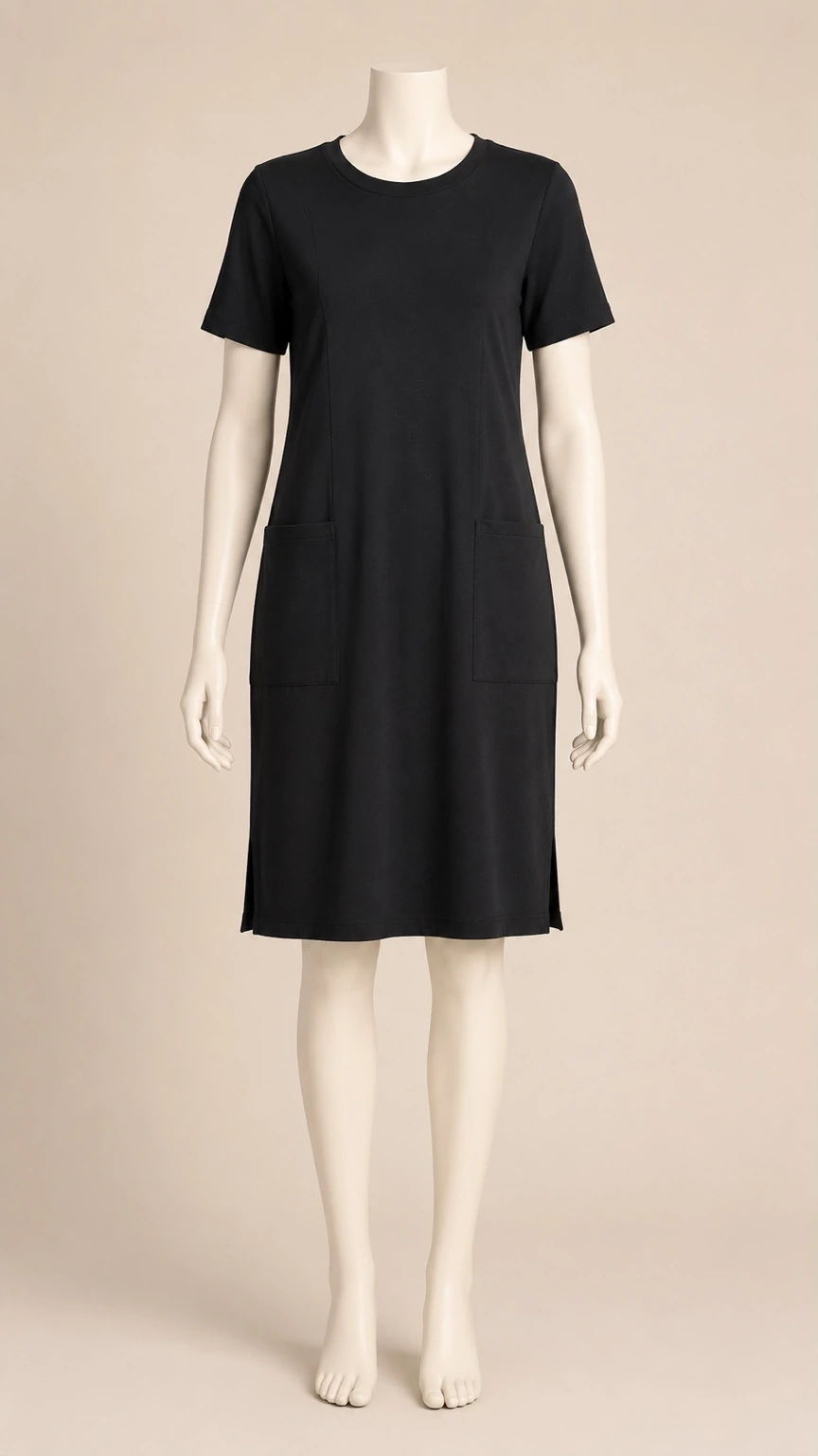 Vestido Curto em Moletinho com Bolsos Frontais